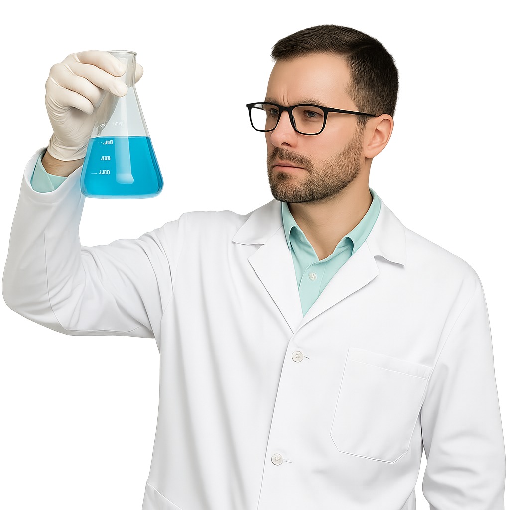 Profissional da Química Rojas em laboratório