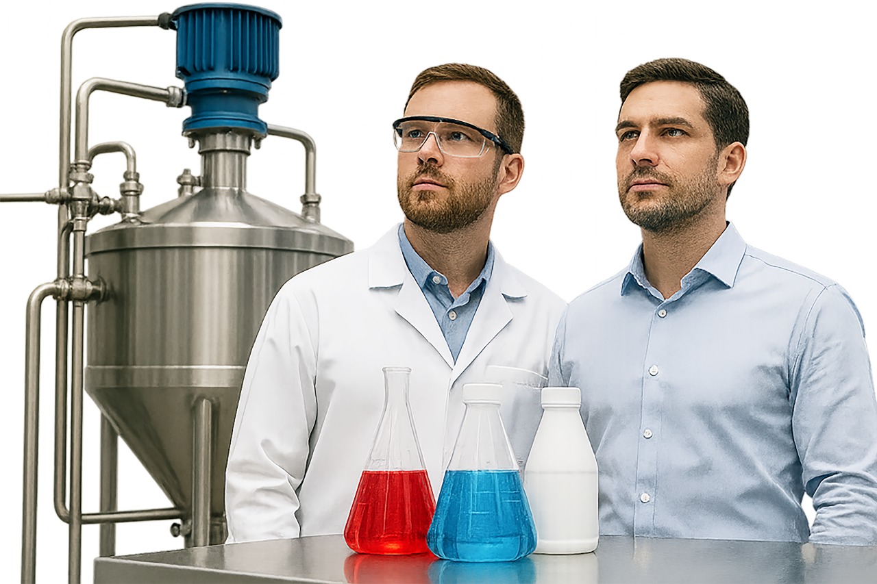 Profissional técnico da Química Rojas analisando produto em laboratório